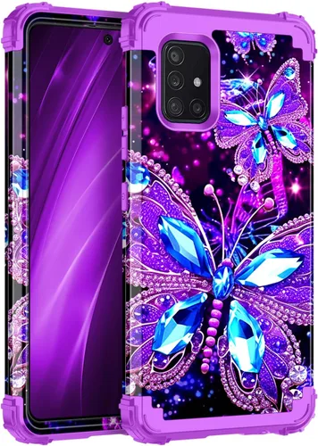 Vista 69 de Miqala Funda para Galaxy A14 5G, que brilla en la oscuridad, tres capas, resistente, a prueba de golpes, protección completa, parachoques