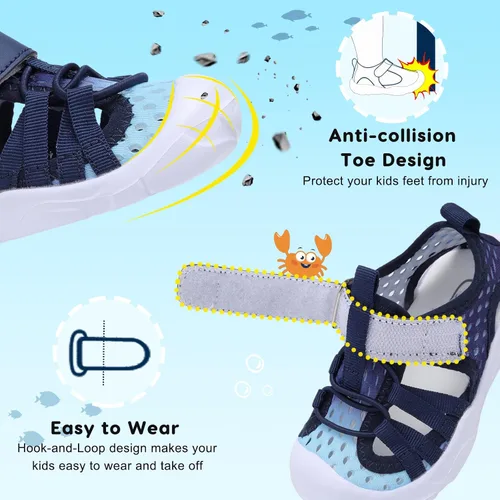 Vista 3 de JOINFREE Zapatos de agua para niños y niñas, transpirables, Qucik, tenis de agua seca, sandalias deportivas de playa, ligeras, descalzas, flexibles
