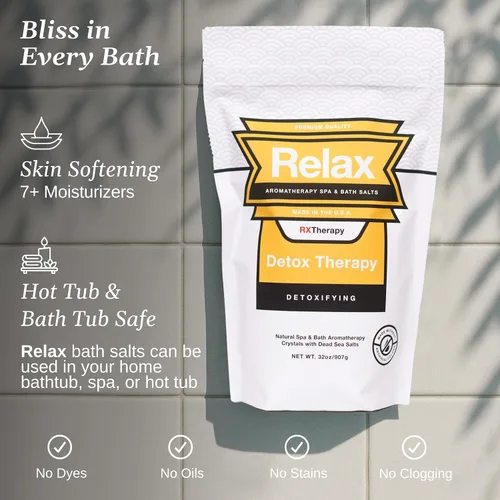 Vista 3 de Relax Spa & Bath, Epsom & Sales del Mar Muerto, sales de baño de aromaterapia para bañera de hidromasaje, baño o spa, infundidas con magnesio, 32