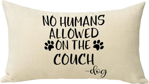 Vista 9 de Funda de almohada decorativa con diseño de patas de perro con texto en inglés "No Humans Allowed on The Couch ", regalo divertido para los amantes