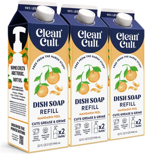 Vista 10 de Cleancult Repuesto líquido de jabón para platos (32 onzas, 1 unidad) – Poder de limpieza a base de plantas – Jabón para platos que corta la grasa