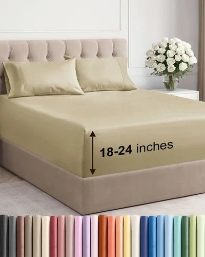 Vista 36 de Sábanas individuales de bolsillo extra profundo, sábanas transpirables y refrescantes de 3 piezas, juego de sábanas de lujo para hotel, suaves, sin