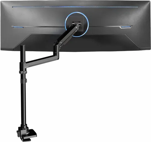 Vista 13 de VIVO Soporte de escritorio extra alto para monitor ultraancho doble con brazo neumático para pantallas de hasta 49 pulgadas, abrazadera resistente