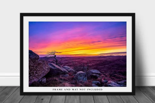 Vista 3 de Great Plains Photography Print (Not Framed) Picture of Vivid Sunset from Summit of Mount Scott in Wichita Mountains in Oklahoma Western Wall Art