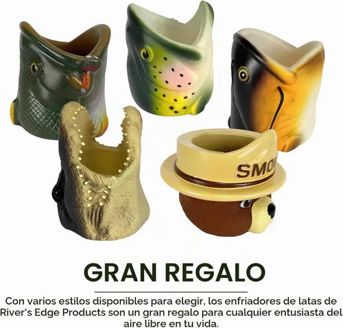 Vista 6 de Funda para latas con doble pared aislante, diseño de pescado, 12 oz Bass
