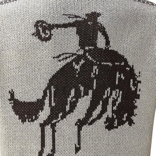 Vista 2 de Suéter clásico de cuello redondo con estampado de cabeza de toro para hombre, suéter casual de ajuste delgado, suéter de punto, abrigo tecnológico