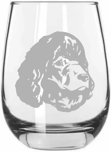 Vista 214 de Shar Pei (chino) - Vaso de vino sin tallo grabado para perro, 15.25 onzas