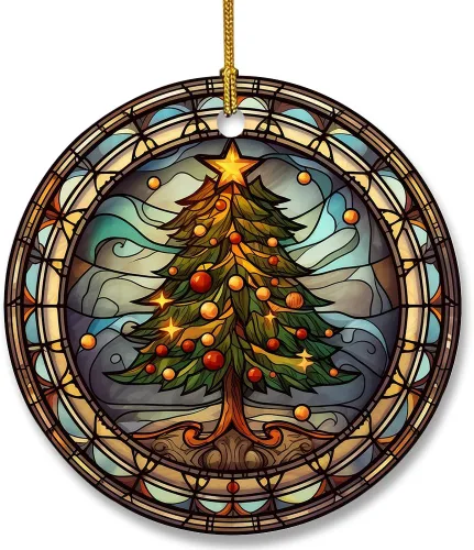 Vista 15 de Adorno de cerámica divertido - Papá Noel travieso y ciervo "Deseo que no te traiga nada más que una feliz Navidad" - Adornos para el hogar, adorno