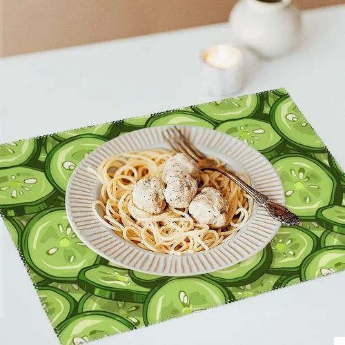 Vista 6 de Cucumber Slices Placemats Set of 6 Resistant Table Mats Washable Place Mats for Dinner Party Table Decoration