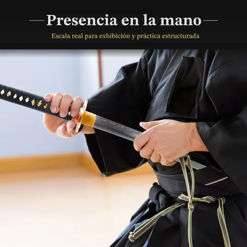 Vista 2 de HMS Espada katana samurai japonesa, Tsuba de bambú de latón, acero al carbono 1095, arcilla forjada a mano, templada, espiga completa, afilada