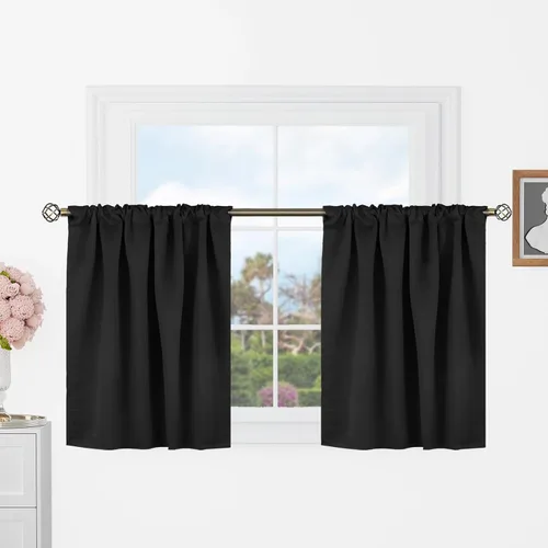 Vista 9 de BGment Cortinas de café de 24 pulgadas de largo para media ventana, 34 x 24 pulgadas, cortinas opacas cortas de privacidad, aislamiento térmico