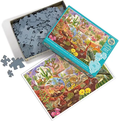 Vista 2 de Cobble Hill Family Piece's 350 Puzzle – Desert Magic – Póster de muestra incluido