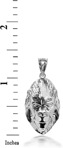 Vista 3 de Colgante de plata de ley 925, de 10 K o 14 K amarillo, blanco o oro rosa de Orangután Ape Gorilla Head - a elección de metal