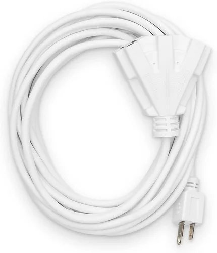 Vista 12 de Cable alargador de Holiday Lighting Outlet para interiores o exteriores de 16/3, 3 tomas de corriente, 3 clavijas, certificación UL Negro