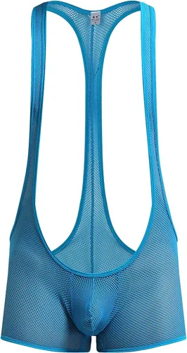 Vista 10 de Body tipo bóxer de malla para hombre, ropa interior para lucha libre Negro
