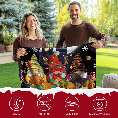 Vista 4 de Manta de Navidad de Wazzio, manta navideña para sofá, cama, habitación, regalos de Navidad para mujeres, hombres, hija, hijo, regalos para Acción
