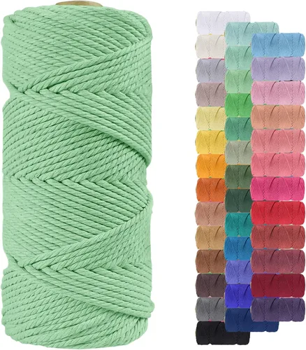 Vista 136 de Cordón de macramé de 0.079 pulgadas, cuerda de algodón natural de 109 yardas, hilo de cuerda de macramé para manualidades, ganchos de pared