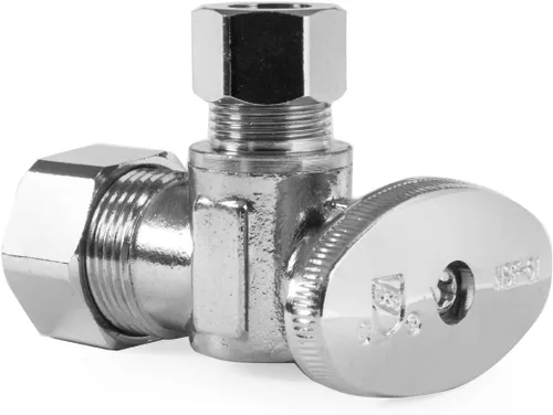 Vista 3 de EFIELD Válvula de parada angular de 1/2" nominal (5/8" OD) Compresión x 3/8" OD, 1/4-Turn, Certificado UPC, (VALVE116)