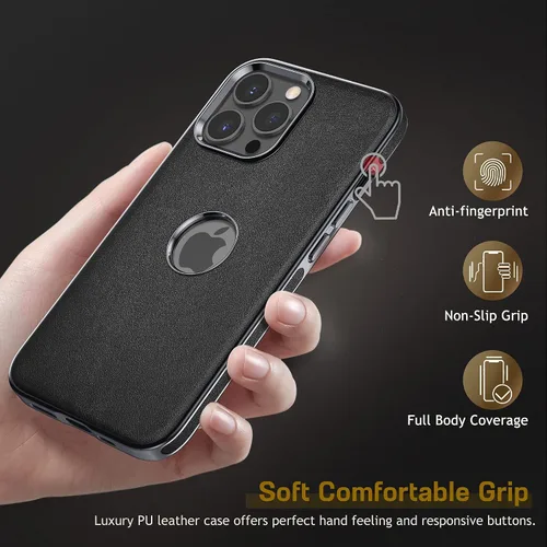 Vista 5 de LOHASIC Funda de cuero para iPhone 13 Pro, delgada de lujo para hombres y mujeres de negocios, funda de PU suave antideslizante a prueba de golpes
