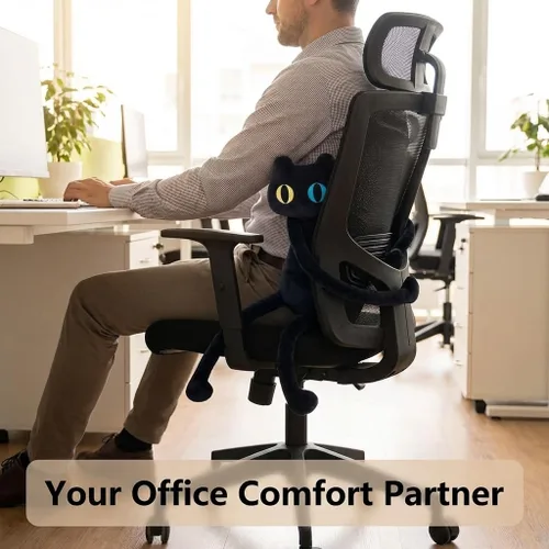 Vista 4 de vitegaw Almohada larga de felpa con diseño de gato negro de 39 pulgadas, lindos animales de peluche Kawaii suaves, juguetes de peluche grandes