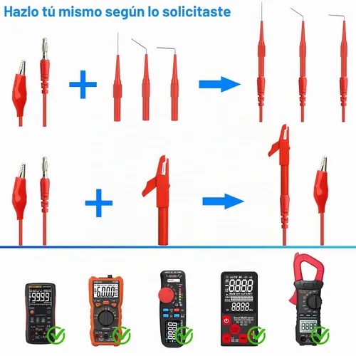 Vista 5 de Linkstyle Kit de sonda trasera de 25 piezas, pasador de sondas traseras multímetro, enchufe de plátano a clip de cocodrilo eléctrico con cables, kit