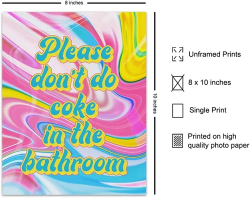 Vista 2 de Hippie Trippy - Arte de pared de baño - Decoración de pared de baño - Decoración de tocador - Cartel de baño - Impresión divertida de arte de baño