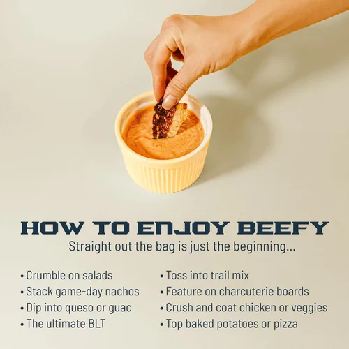 Vista 6 de BEEFY Meat Chips - Mostaza Miel - 2.5oz. 100% Prime Brisket. 13g de proteína por onza.