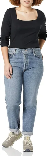 Vista 3 de Tienda Essentials Camiseta de manga larga ajustada con cuello cuadrado para mujer