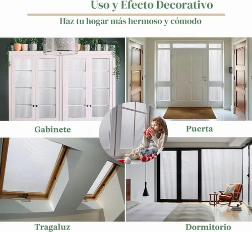 Vista 6 de Película de privacidad para ventana, diseño de rayas, no adhesiva, esmerilada, adherencia estática, esmerilada, para ventana, bloqueador solar Rayas