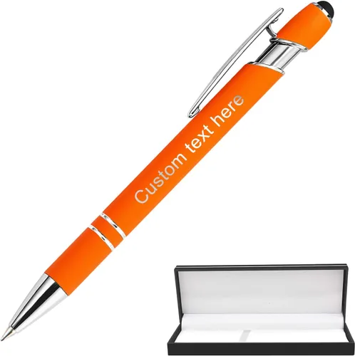 Vista 33 de Bolígrafos personalizados a granel con punta de lápiz capacitivo, bolígrafos personalizados de 0.020 in con nombre, logotipo o mensaje grabado