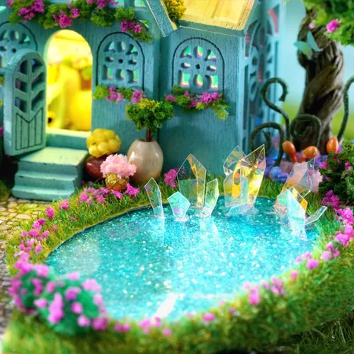 Vista 5 de Roroom Kit de casa de muñecas en miniatura y muebles, modelo de casa de muñecas en 3D con cubierta a prueba de polvo y LED, idea creativa