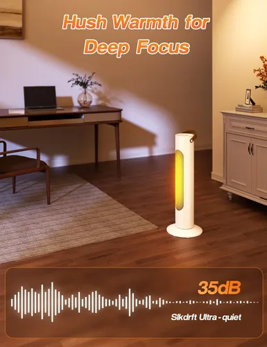 Vista 3 de Calentadores eléctricos de espacio para uso en interiores, calentador portátil para habitación y oficina de 25" con oscilación de 70°, 1500W, 2