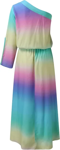 Vista 7 de N Apparel Womens Floral Print One Shoulder Ruched Short Dress Butterfly Sleeve Asymmetrical Hem Wrap Front Party
