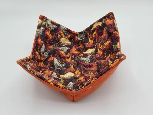 Vista 8 de Cuenco reversible para microondas con diseño de gallinas acogedoras y rústicas para microondas, para el agricultor de pollos Buddy