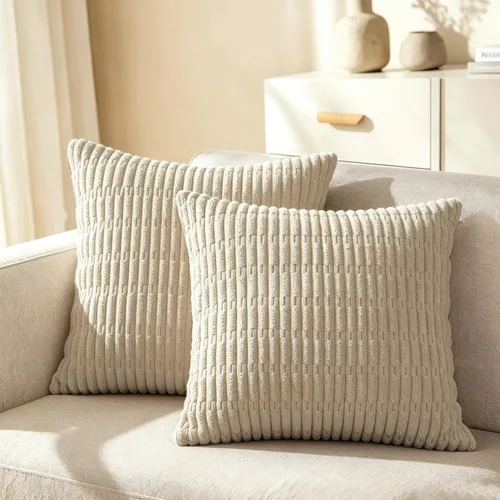 Vista 14 de CaliTime Fundas de Almohada Decorativas Paquete de 2 Cómodas de Pana Acanalada a Rayas Waffle Fundas de Cojines Decorativos para Sofá Cama