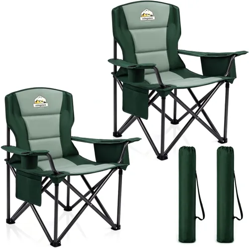 Vista 11 de Sillas de campamento de gran tamaño, paquete de 2 – Silla de campamento plegable resistente de 450 libras, sillas plegables para exteriores anchas