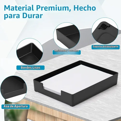 Vista 4 de Bandeja de cartas, bandeja organizadora de escritorio, bandeja organizadora de papel de plástico A4 para escritorio, bandeja de entrada rectangular