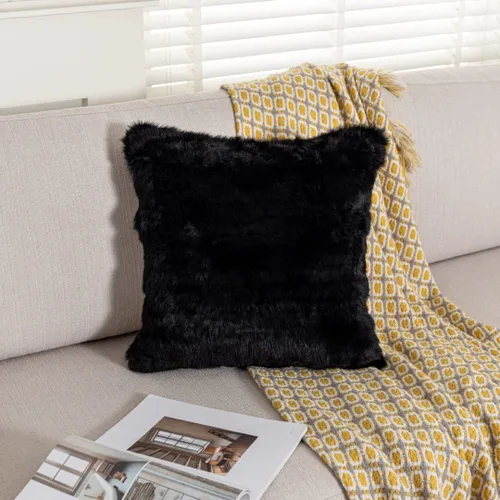 Vista 5 de Fundas de cojín de piel de conejo de lujo, fundas de almohada suaves y decorativas para salas de estar, funda de cojín decorativa de piel de conejo