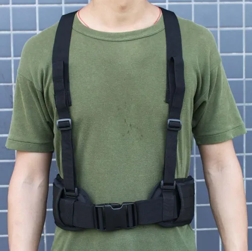 Vista 4 de FAMI Cinturón de cintura Molle con tirantes ajustables y correas libres