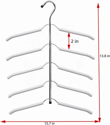 Vista 5 de Perchas de ropa multicapa para blusas, árboles, paquete de 3 perchas 5 en 1 antideslizantes para ahorrar espacio de acero inoxidable para colgar
