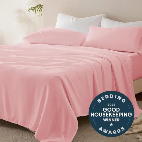 Vista 2 de Sleep Zone - Juego de sábanas suaves y frescas de 3 piezas para niños, sábana bajera, encimera y funda de almohada, no se arrugan ni decoloran, Rosa