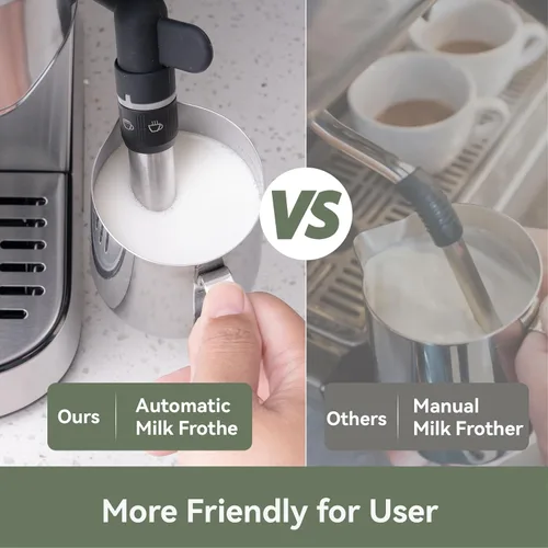 Vista 2 de Gevi - Máquina de café expreso de 20 barras con espumador de leche, compatible con cápsulas y tierra