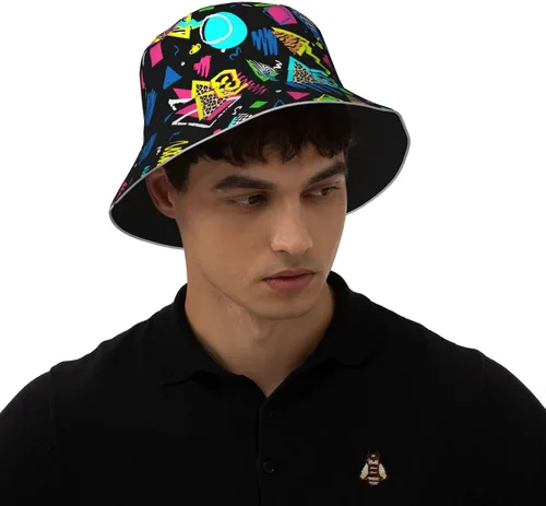 Vista 2 de Sombreros de pescador retro de los años 80 y 90 para mujeres y hombres, sombrero de sol fresco para regalo