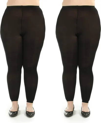 Vista 2 de Silky Toes Medias casuales sin pies de microfibra opaca para mujer, talla grande, 2 pares Negro