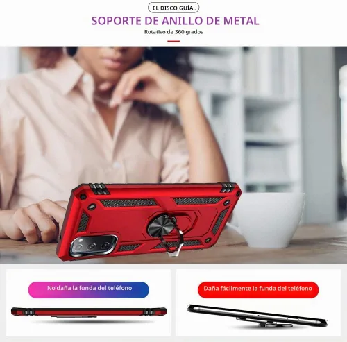 Vista 6 de Funda compatible con Samsung Galaxy S20 FE con protector de pantalla HD, grado militar, prueba de caídas de 16 pies, anillo, a prueba de golpes