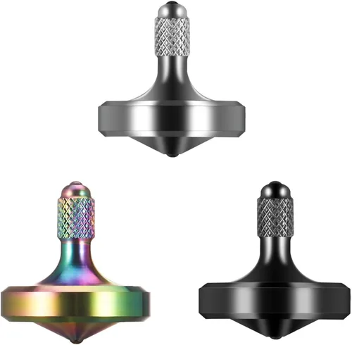 Vista 14 de Exquisita parte superior giratoria de metal, juguete para ansiedad de acero inoxidable muy bien mecanizado, equilibrio perfecto durante más de 9