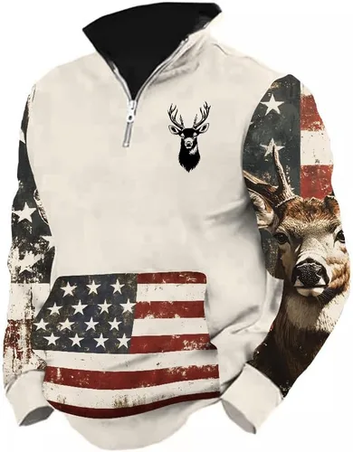 Vista 16 de LOAIHA Native American - Sudadera con capucha para hombre, manga larga, cremallera de 1/4, chaqueta vaquera