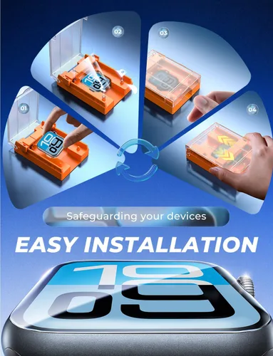 Vista 3 de MAGIC JOHN Paquete de 2 para Apple Watch SE 3 (2025) SE 2 SE Series /6/5/4 40 mm Protector de pantalla, [Tecnología de alineación automática]