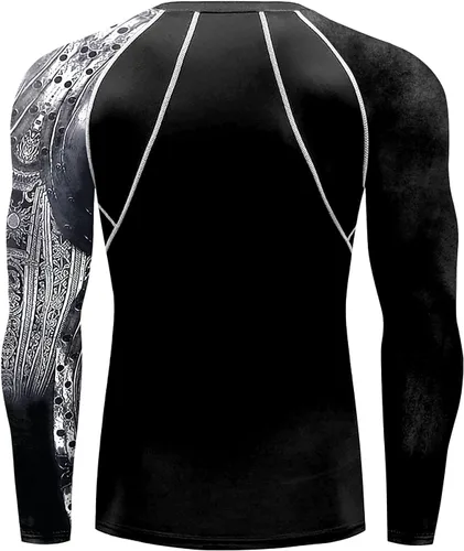 Vista 3 de Camisetas de manga larga para hombre, con protección solar UPF 50+, Jiu Jitsu, para deportes, fitness, gimnasio, natación