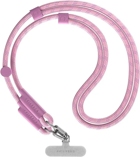 Vista 12 de CASETiFY Correa de cuerpo cruzado de cuerda de 0.236 in con tarjeta - Rosa rubor Rosa rubor con cierre de plata